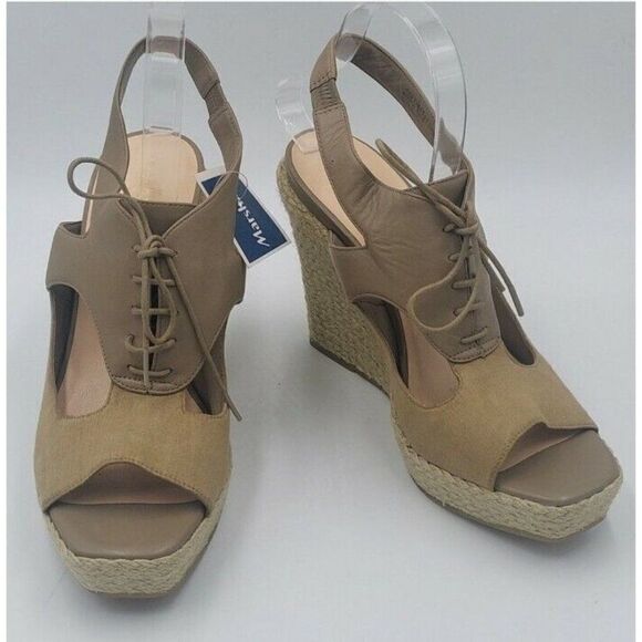 Cole Haan Shoes - Nwob Cole Haan Nikeair Heath Womens Tan Leather  Fabric Lace Up Wedge sandal 10B